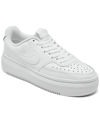 Nike Court Vision Alta Leather Platform Sneakers In Triple White In White