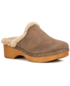 New York And Company Wynna Studded Faux Fur Lined Clog In Taupe