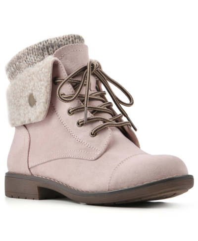 Cliffs By White Mountain Women's Duena Lace-up Hiker Booties In Pale Pink Fabric Fleece