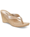 Style & Co Chicklet Wedge Thong Sandals, Created For Macy's Women's Shoes In Nude
