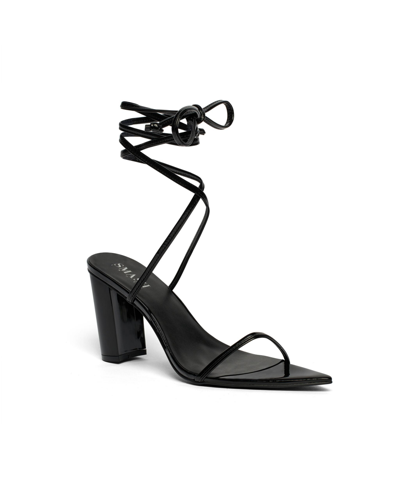 Smash Shoes Women's Onyx Wraparound Ankle Strap Dress Sandals In Black