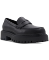 Aldo Bigstrut Womens Solid Leather Loafers In Black Smooth