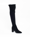 Smash Shoes Women's Malia Extra Wide Calf Block Heels Thigh High Boots - Extended Sizes 10-14 Women's Shoes In Black