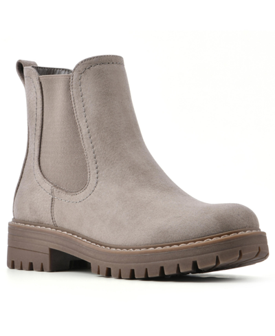 Cliffs By White Mountain Mastery Womens Faux Suede Stretch Chelsea Boots In Sand Fabric