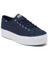 Keds Women's Triple Up Canvas Metallic Platform Casual Sneakers From Finish Line In Navy