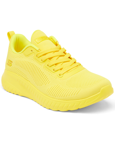 Skechers Women's Bobs Sport Squad Chaos - Cool Rhythms Casual Sneakers From Finish Line In Neon Yellow