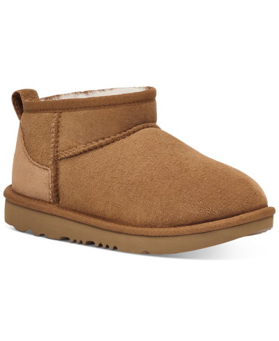 Ugg Kids Classic Ultra Mini Twinface Sheepskin Booties In Chestnut