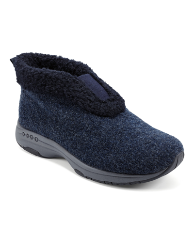 Easy Spirit Treepose 2 Womens Faux Fur Lined Bootie Slippers In Blue