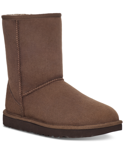 Ugg Classic Short Ii High Heels Ankle Boots In Brown Suede In Burnt Cedar