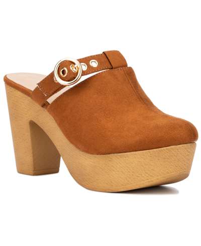 New York And Company Women's Nyomi Platform Clogs Women's Shoes In Cognac
