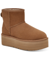 Ugg Camel Suede Classic Mini Platform Ankle Boots In Chestnut
