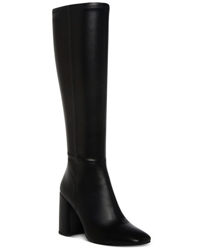 Madden Girl Women's Winslow Block-heel Stretch Dress Boots In Black Smooth