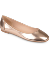 Journee Collection Womens Kavn Medium And Wide Width Comfort Insole Slip On Round Toe Ballet Flats In Rose Gold