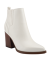 Marc Fisher Matter Block Heel Booties In Ivory Leather