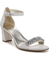 Naturalizer Leather Ankle Strap Sandal In Silver Metallic Leather