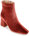 Journee Collection Women's Hazara Wide Width Velvet Block Heel Dress Booties In Orange