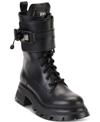 DKNY WOMEN'S SAVA LACE-UP BUCKLED COMBAT BOOTS