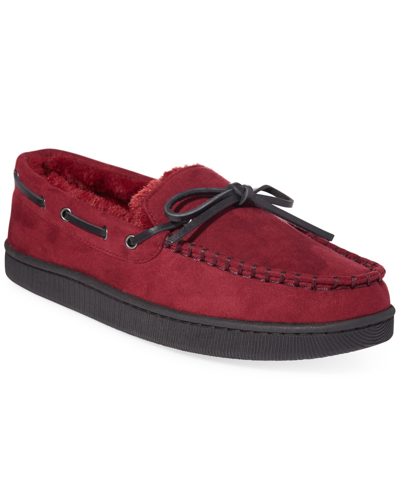 Club Room Men's Moccasin Slippers, Created For Macy's In Burgundy