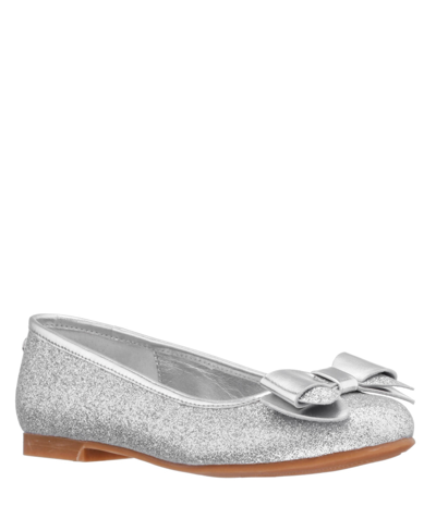 Nina Little Girls Ballet Flats In Silver Tone Baby Glitter