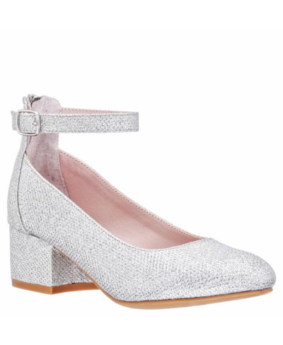 Nina Kids' Little Girls Ankle Strap Dress Shoes In Silver Tone Sparkle