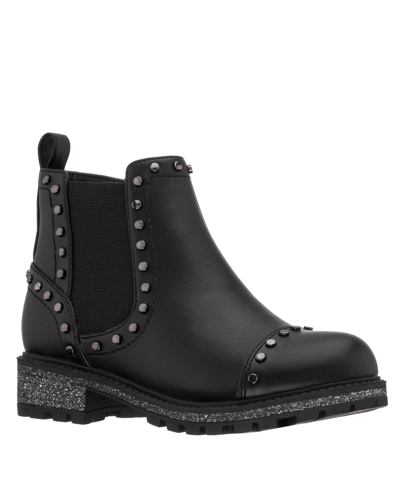 Nina Kids' Little Girls Booties In Black Smooth