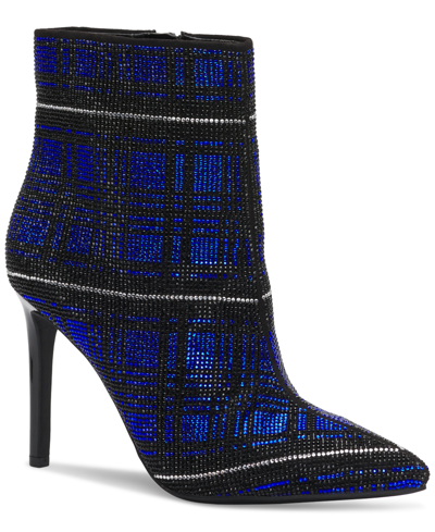 Inc International Concepts Women's Reisa Dress Booties, Created For Macy's Women's Shoes In Cobalt Plaid
