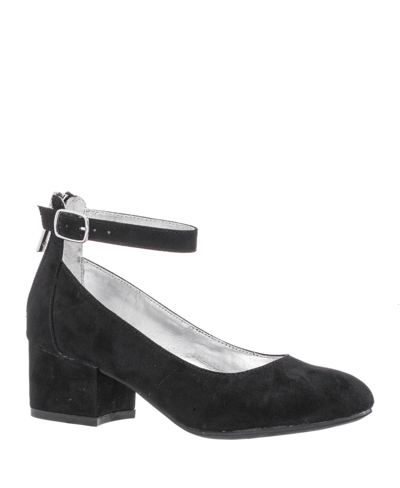 Nina Kids' Little Girls Ankle Strap Dress Shoes In Black Micro Suede