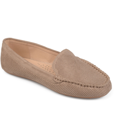 Journee Collection Women's Halsey Perforated Loafers Women's Shoes In Taupe