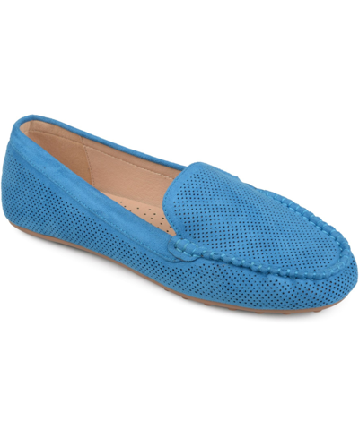Journee Collection Women's Halsey Perforated Loafers In Blue