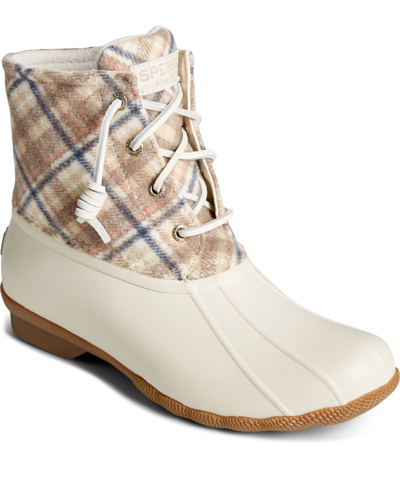 Sperry Women's Saltwater Plaid Boots Women's Shoes In Ivory