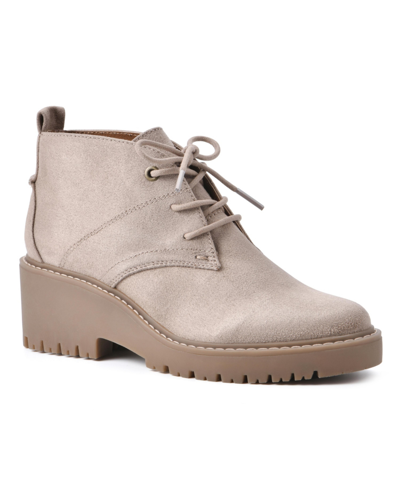 White Mountain Women's Danny Lace Up Booties In Sand