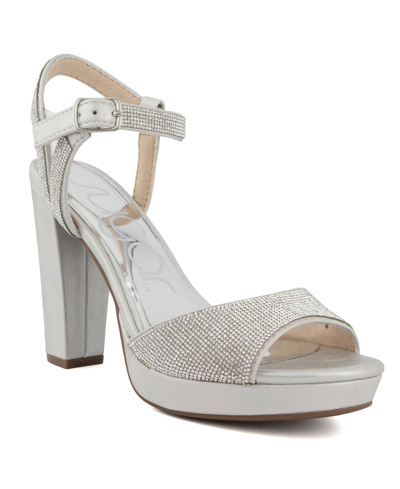 Sugar Women's Prisila High Heel Sandals In Silver Shimmer Fabric