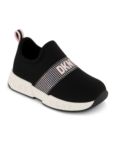 Dkny Toddler Girls Elastic Slip On Sneakers In Black