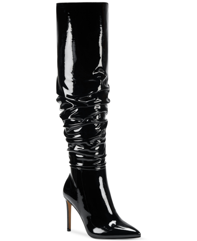Inc International Concepts Women's Iyonna Over-the-knee Slouch Boots, Created For Macy's Women's Shoes In Black Patent
