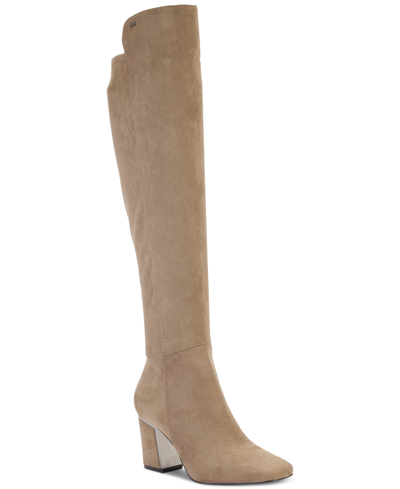 Dkny Women's Cilli Square-toe Knee-high Dress Boots In Light Military