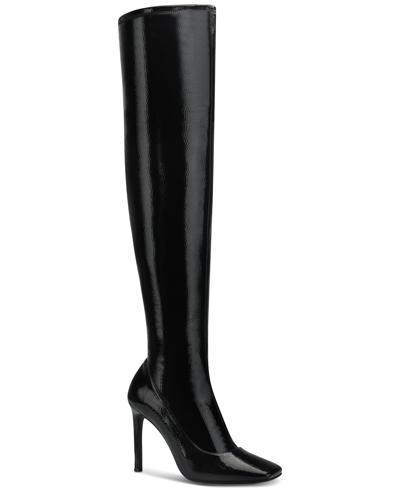 Inc International Concepts Women's Keenah Over-the-knee Boots, Created For Macy's Women's Shoes In Black Patent