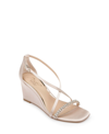 Jewel Badgley Mischka Women's Adelynn Crisscross Strap Wedge Evening Sandals In Champagne Satin