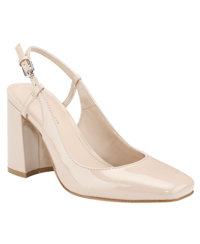 Marc Fisher Valana Womens Patent Square Toe Pumps In White