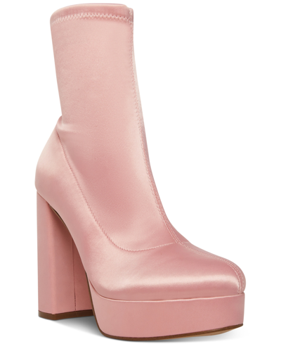 Madden Girl Women's Orchid Platform Stretch Booties In Pink Satin