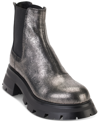 Dkny Sasha Slip On Boot Womens Leather Block Heel Chelsea Boots In Dark Gunmetal