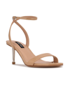 Nine West Women's Anny Round Toe Ankle Strap Heeled Sandals Women's Shoes In Light Natural Patent