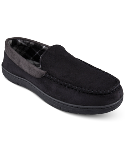 Haggar Men's Microsuede Fleece-lined Venetian Slippers In Black