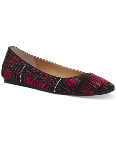 Inc International Concepts Juney Rhinestone Flats, Created For Macy's Women's Shoes In Red Plaid