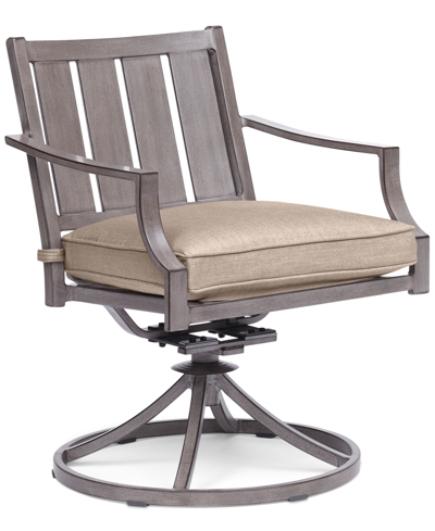 Agio Set Of 4 Wayland Outdoor Swivel Chairs, Created For Macy's In Outdura Remy Pebble