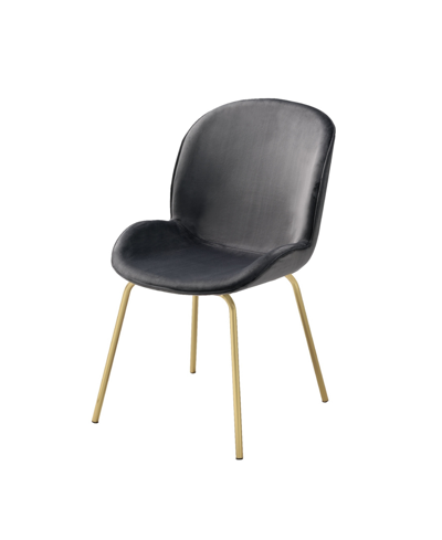 Acme Furniture Chuchip Side Chair In Gray Velvet And Gold-tone