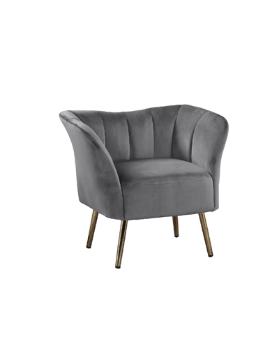 Acme Furniture Reese Accent Chair In Gray Velvet And Gold-tone