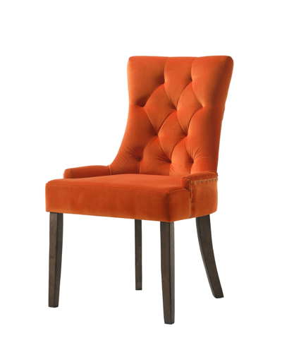 Acme Furniture Farren Side Chair In Orange Velvet Texture And Espresso Finis