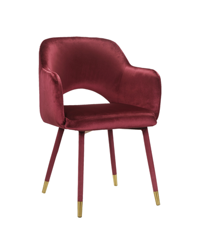 Acme Furniture Applewood Accent Chair In Bordeaux-red Velvet And Gold-tone