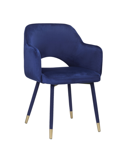 Acme Furniture Applewood Accent Chair In Ocean Blue Velvet And Gold-tone