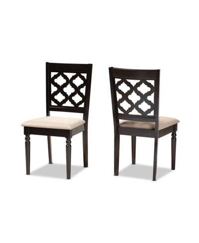 Baxton Studio Nicolette Modern And Contemporary Wood Dining Chair Set, 2 Piece In Sand/dark Brown